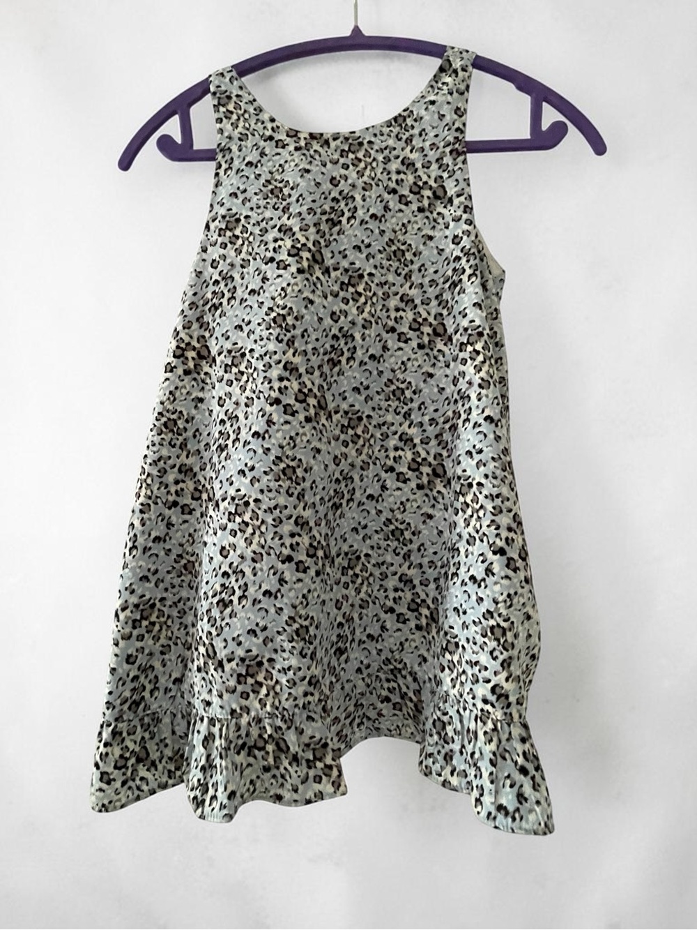 Girls' Light Green Leopard Print Ruffle Hem Tank Top Size 10